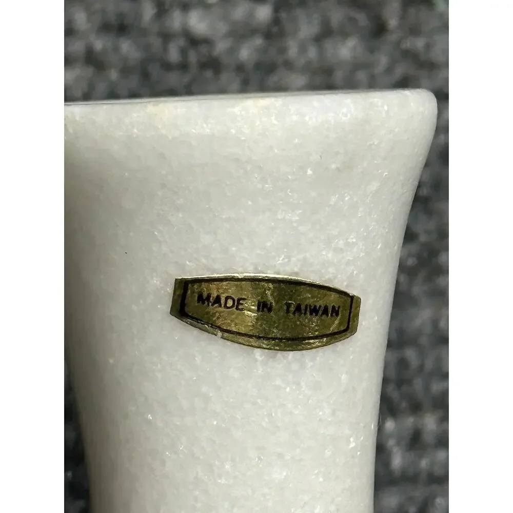 Vintage white marble bud vase 4.5” minimalist classic midcentury farmhouse